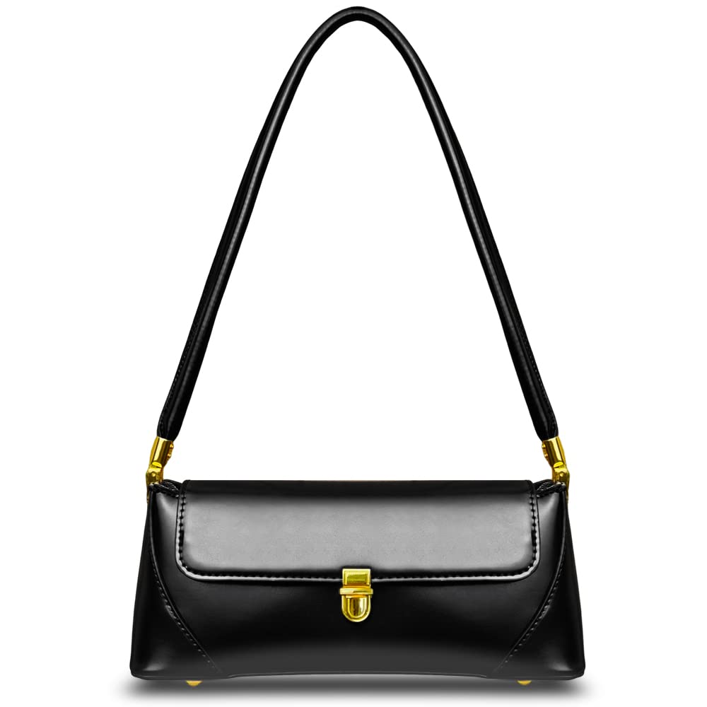 PALAY Women Handbag PU Leather Fashion Shoulder Bags Metal Snap Buckle Closure Design Small Purse Vintage Handbags, Black PALAY Women Handbag PU Leather Fashion Shoulder Bags Metal Snap Buckle Closure Design Small Purse Vintage Handbags, Black